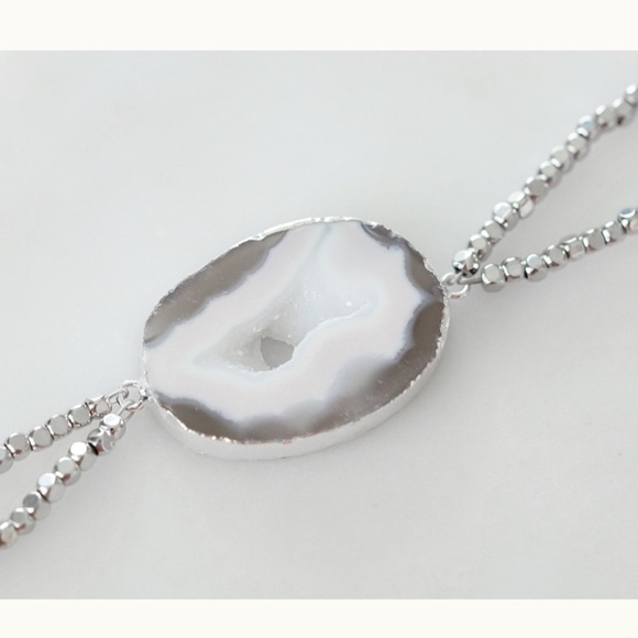 Kinsley Armelle SILVER CRUSH Silver Plated Adjustable BRACELET - Picture 8 of 8